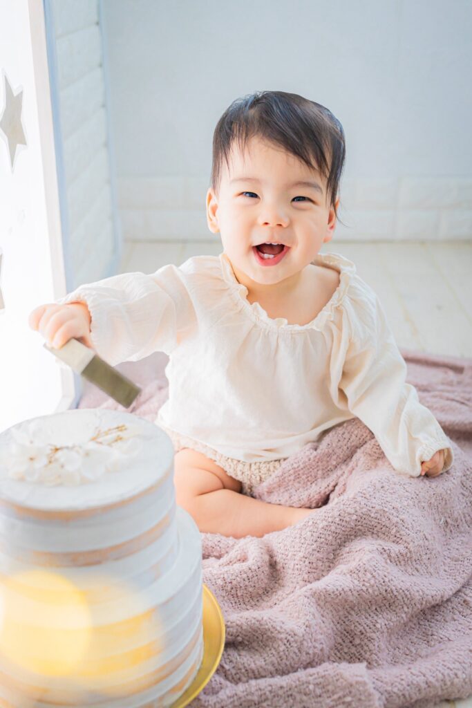1歳のお誕生日を写真スタジオで